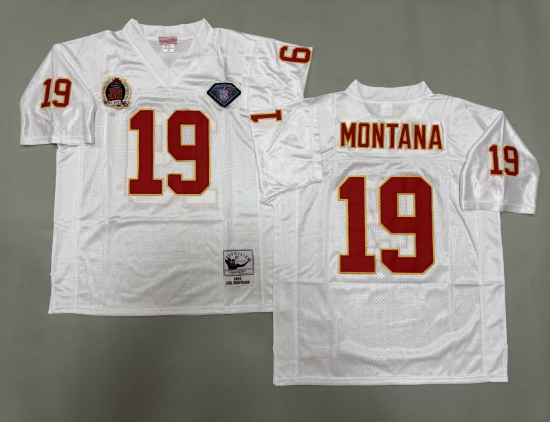 Men 2025 Kansas City Chiefs 19 Montana white Throwback Limited NFL Jersey style 002
